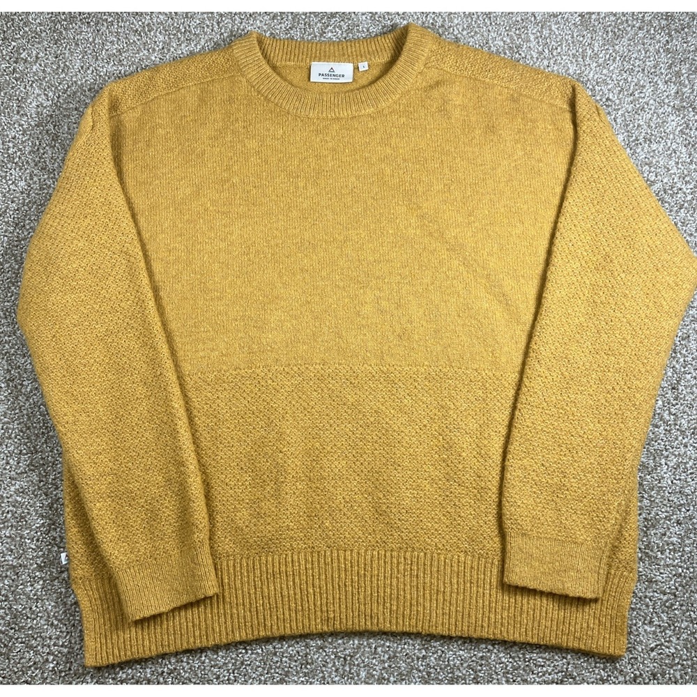 Passenger Women's Oversized Jumper Wool Blend Sweater Mustard Yellow Size Large